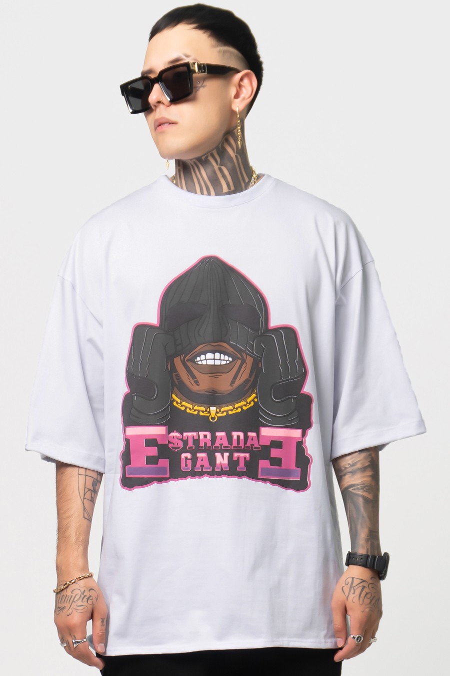 Estradagante|PLAYERA BLANCA OVERSIZE, SMILEEstradaganteHOMBRE