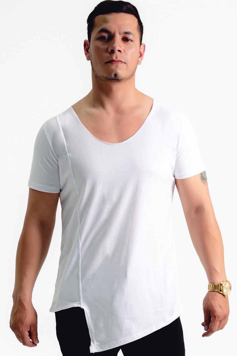 PLAYERA CUELLO AMPLIO,BLANCA