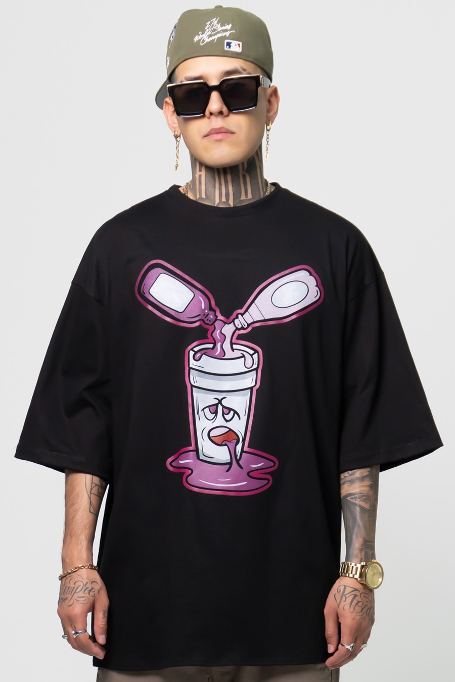 Estradagante|PLAYERA NEGRA OVERSIZE, DIRTY LEANEstradaganteHOMBRE