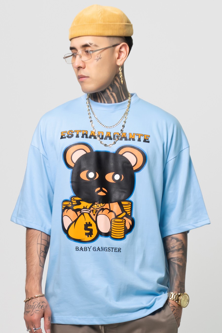 Estradagante|PLAYERA OVERSIZE AZUL CIELO, BABY GANSTEREstradaganteHOMBRE